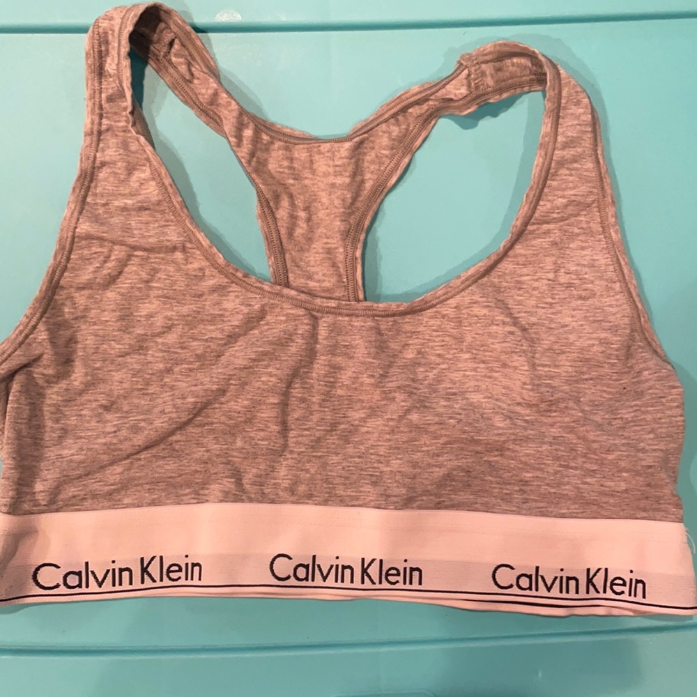 Gray Calvin Klein sports bra, size medium
